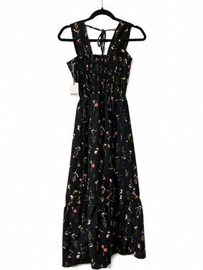NWT Devoted Black Floral Square Neck Maxi Dress Size Small